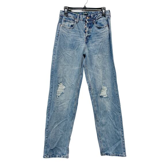 Wild Fable Women's High Rise Straight Distressed Denim Jeans Light Wash Size 4 - Picture 1 of 5